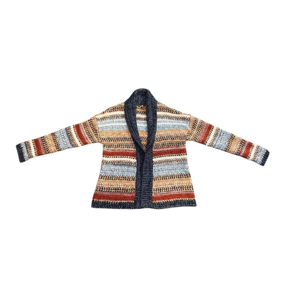 Anthropologie Knitted & Knotted Multi Color Shawl Collar Cardigan Sweater size s